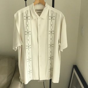 Short Sleeve 100% Silk Button Down Shirt